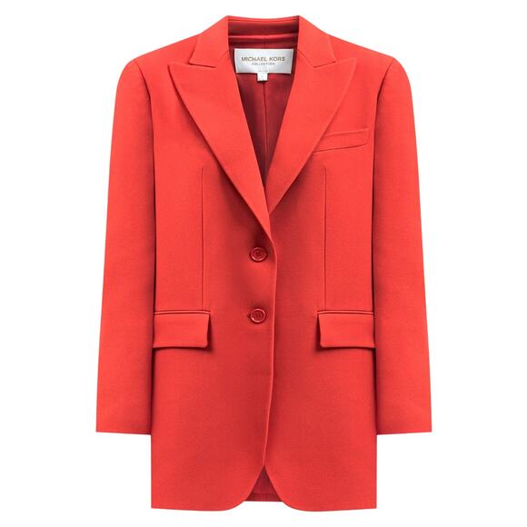 Michael Kors Collection Double Crepe Sablé Boyfriend Blazer in Poppy Red - Picture 4 of 14